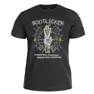 BOOTLICKER </br> black t-shirt </br> (white/yellow print)