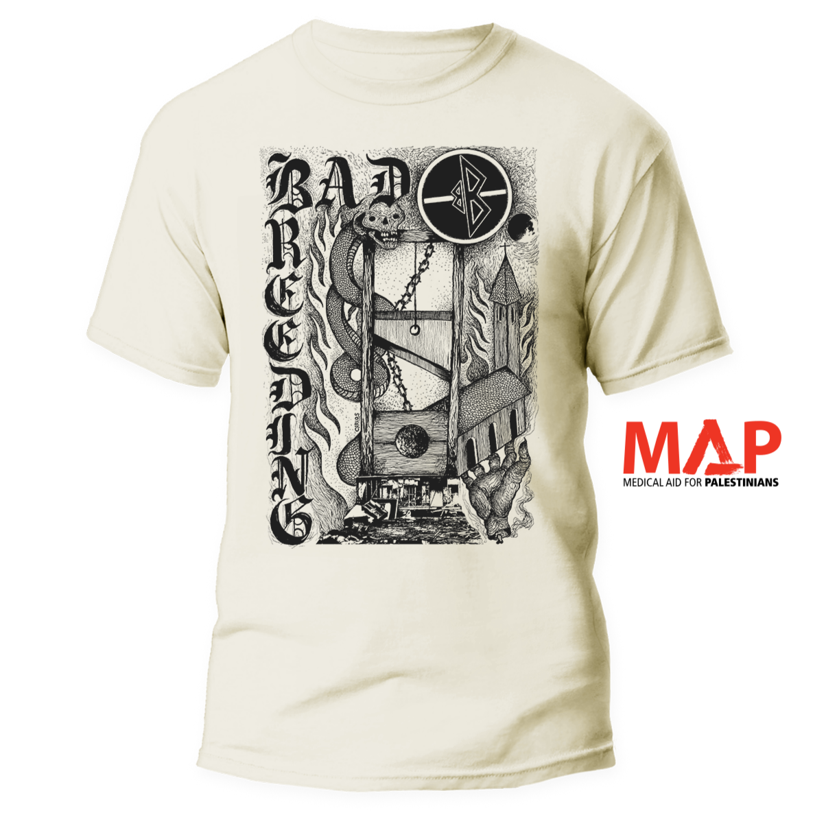 BAD BREEDING </br> natural raw t-shirt </br> (black print)