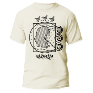 MIZERIJA </br> natural raw t-shirt </br> (black print)