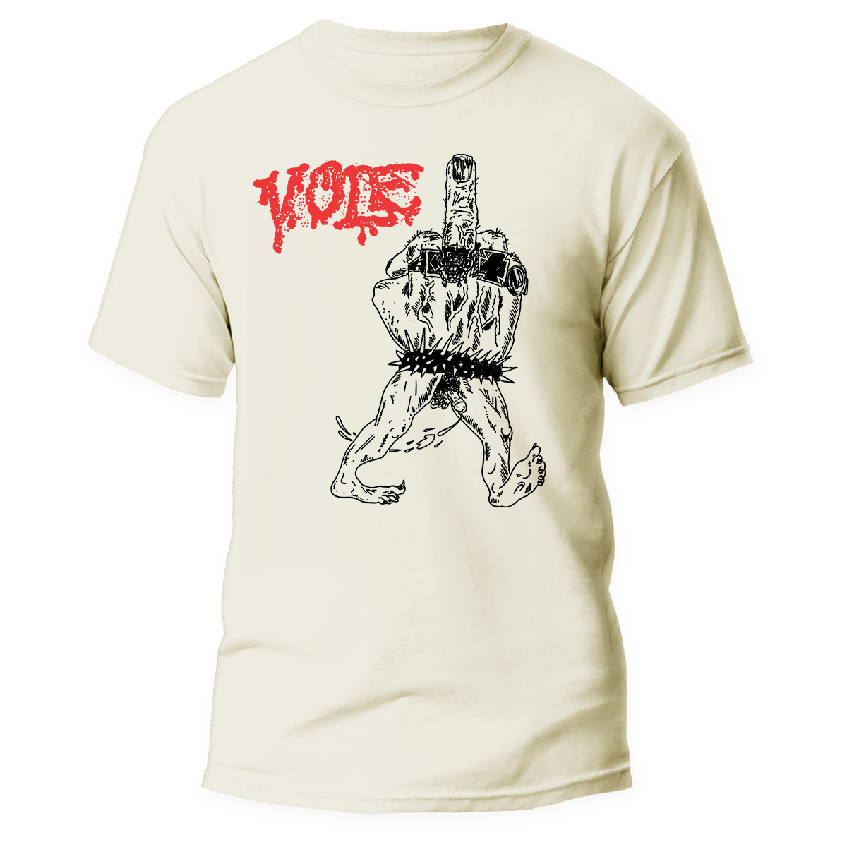 VOLE </br> natural raw t-shirt </br> (black/red print)