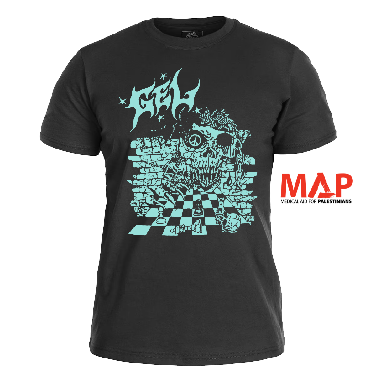 GEL - Chess </br> black t-shirt </br> (green print)