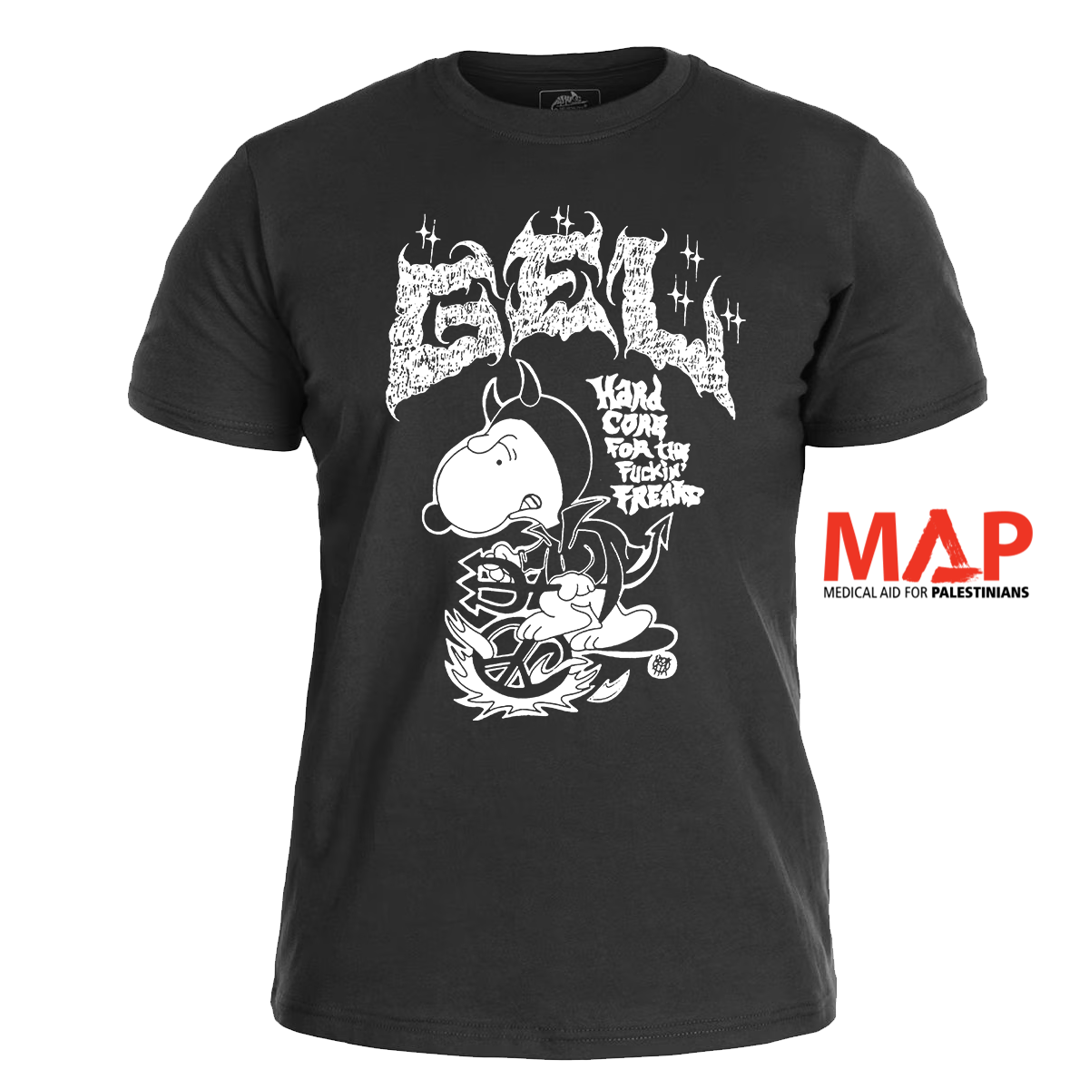 GEL - Snoopy Hardcore </br> black t-shirt </br> (white print)