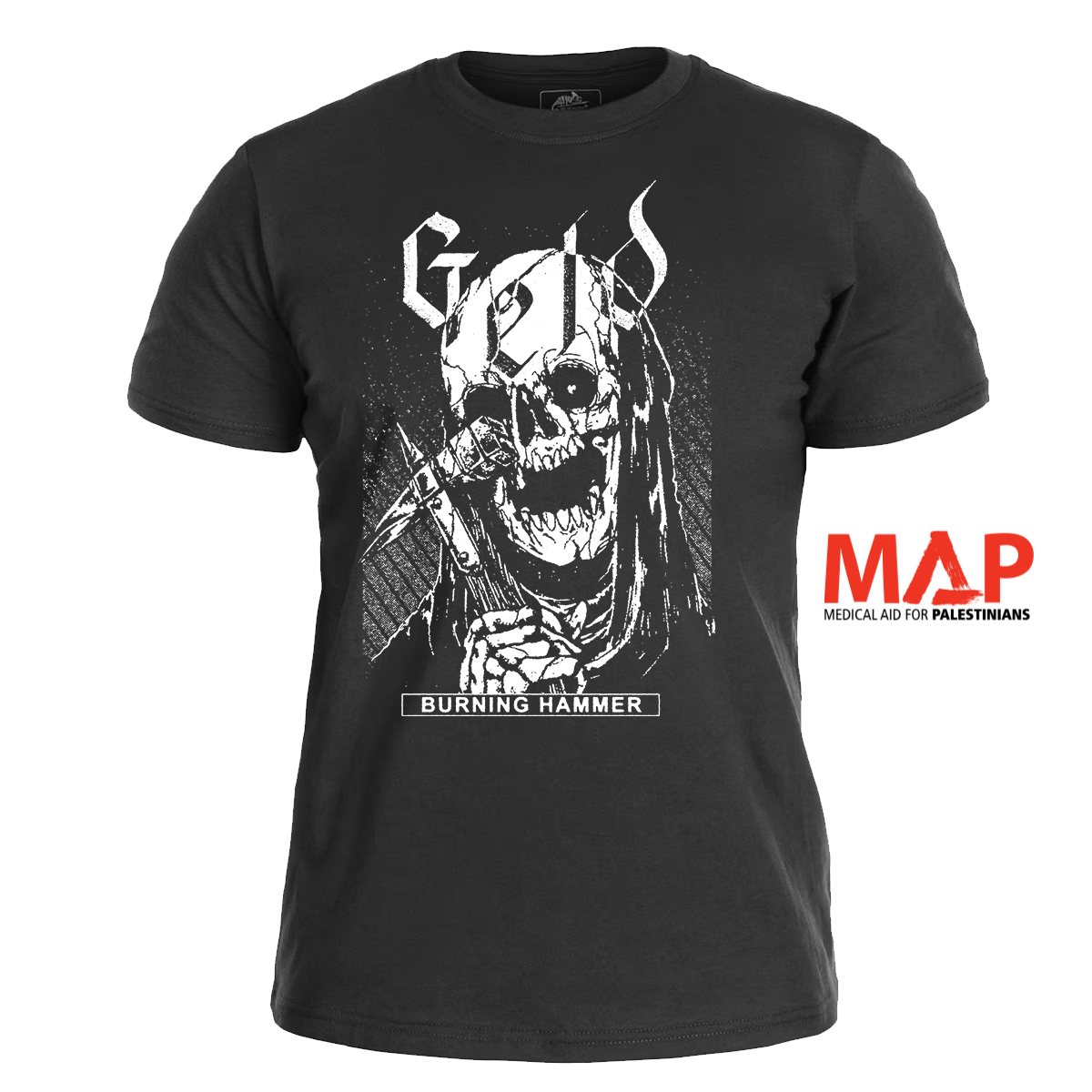 GELD - Burning Hammer </br> black t-shirt </br> (white print)