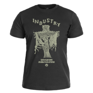 INDUSTRY </br> black t-shirt </br> (cream print)