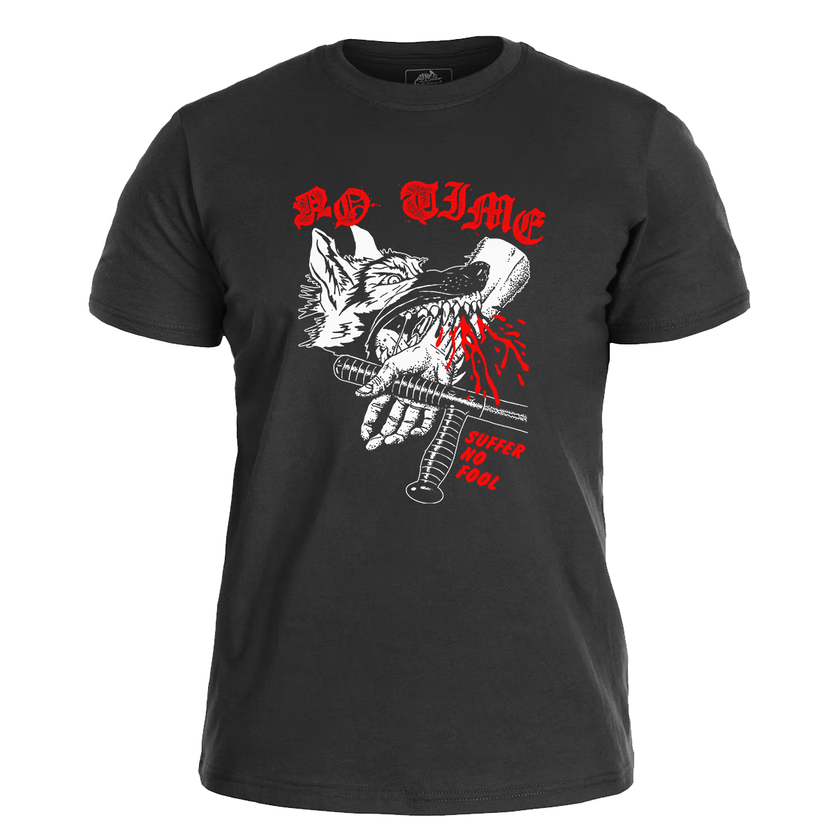 NO TIME - Suffer No Fool (Dog) </br> black t-shirt </br> (white/red print)
