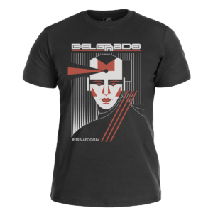 BELGRADO </br>- Intra Apogeum </br> black t-shirt </br> (white/red print)