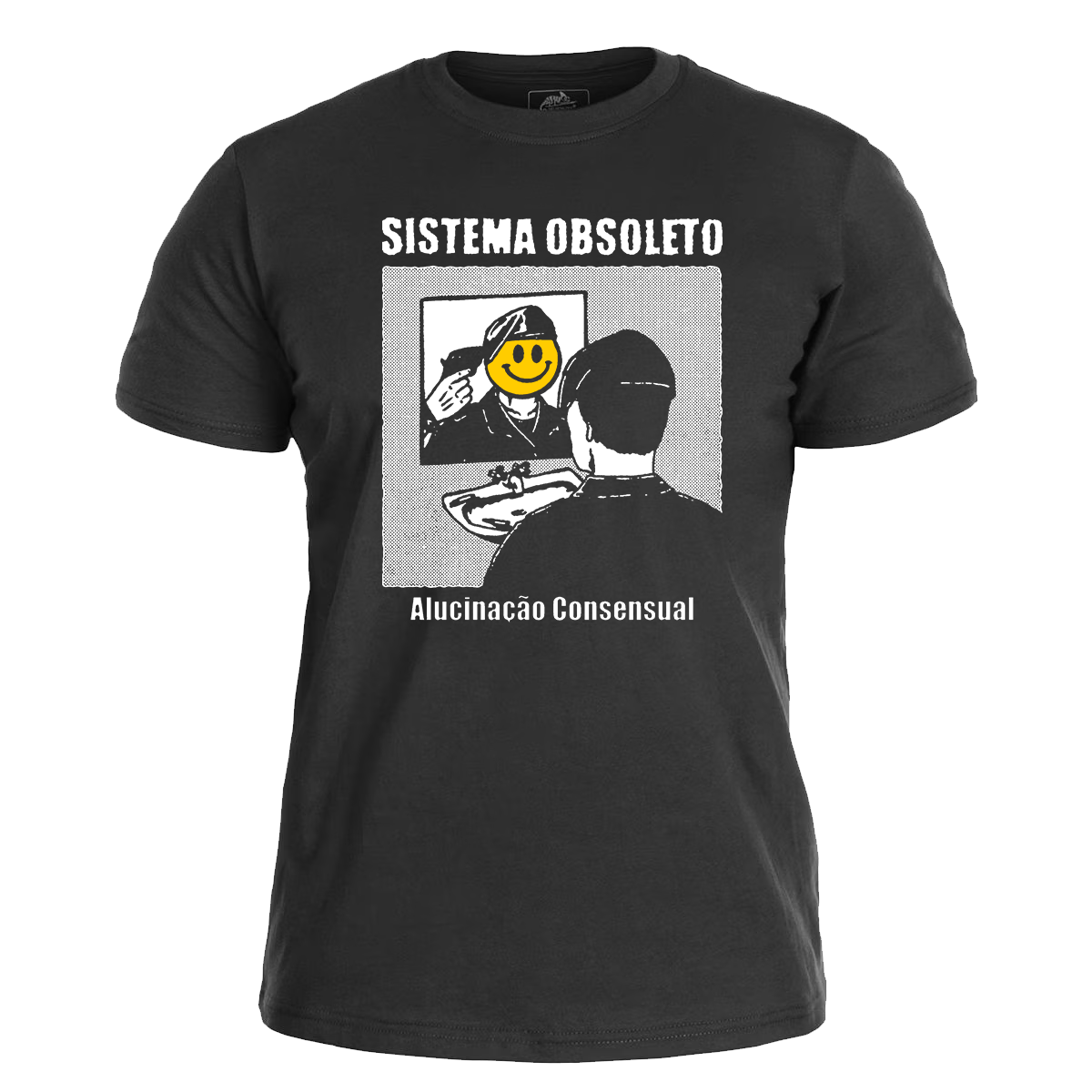 SISTEMA OBSOLETO </br>- Totalitar Ripoff </br> black t-shirt </br> (white/yellow print)