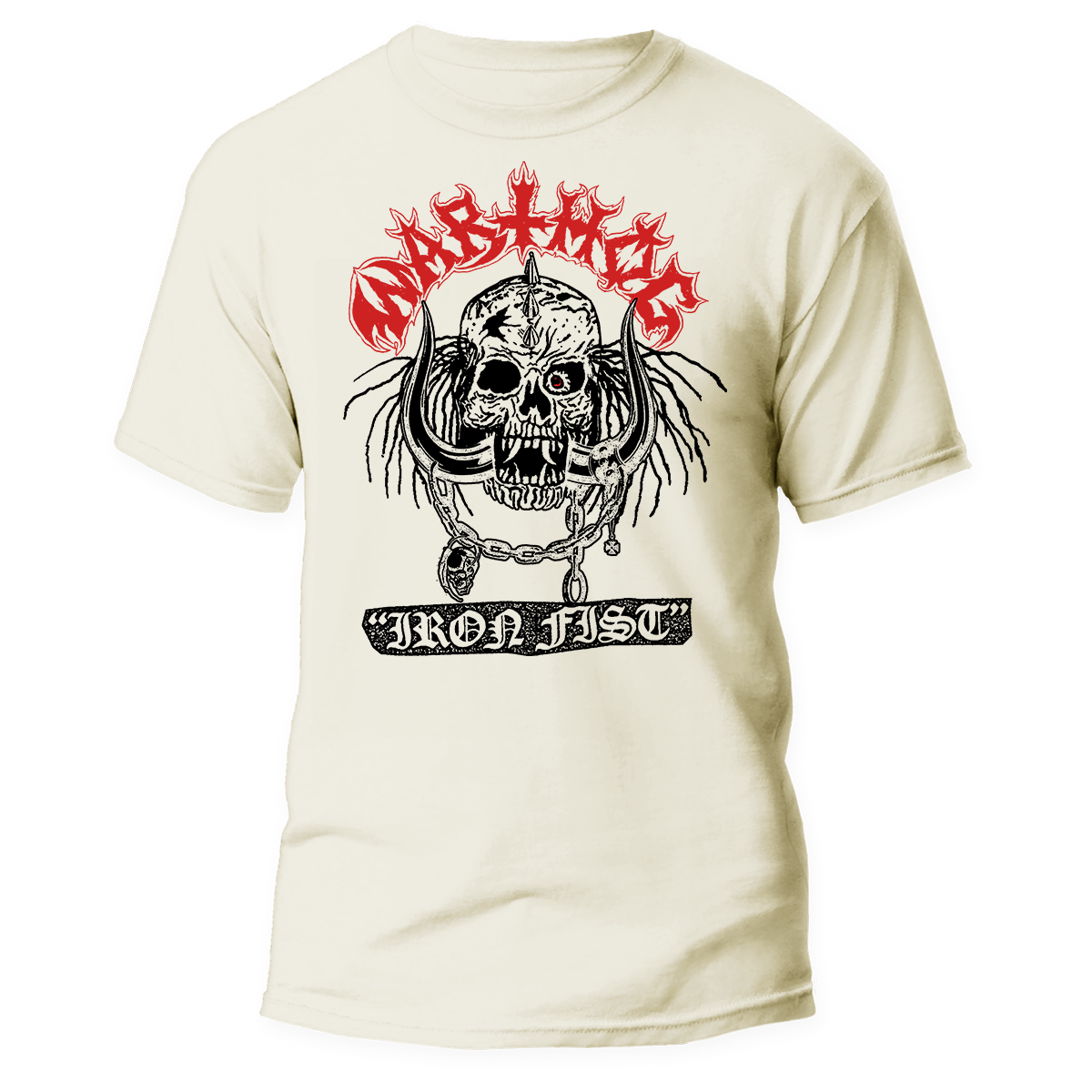 WARTHOG - Iron Fist </br> natural raw t-shirt </br> (black/red print)