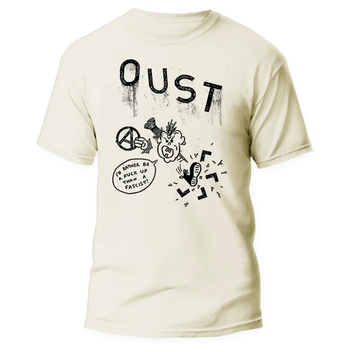 OUST - Jake design </br> natural raw t-shirt </br> (black print)