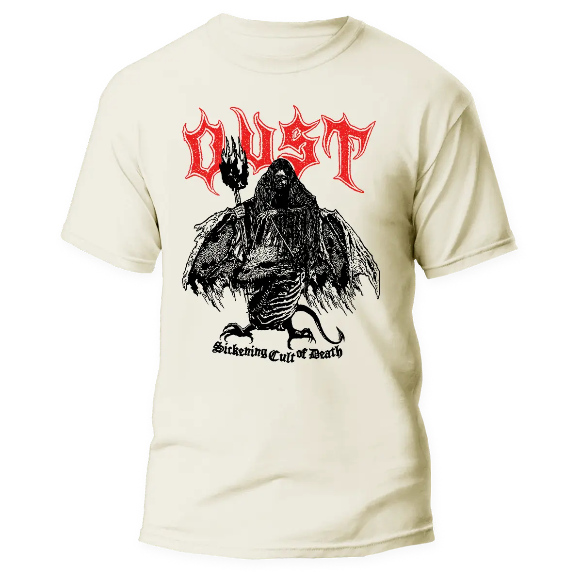 OUST - Randy design </br> natural raw t-shirt </br> (black/red print)