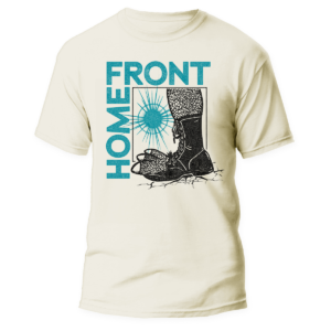 HOME FRONT </br> japan tour</br> natural raw t-shirt <br>(black/color print)