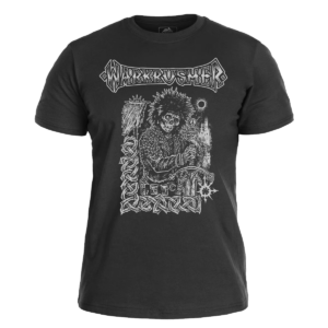 WARKRUSHER</br> black t-shirt</br> silver print