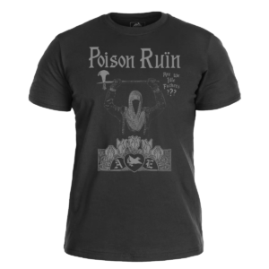 POISON RUIN</br>are we idle fuckers?</br> black t-shirt</br> (grey print)