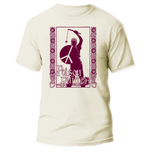 POISON RUIN</br>Peace</br> natural raw t-shirt</br> (maroon print)